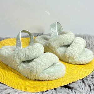 UGG FLUFF OH YEAH SLIDE RETRO MINT SLIP ON SANDAL SIZE 7.5